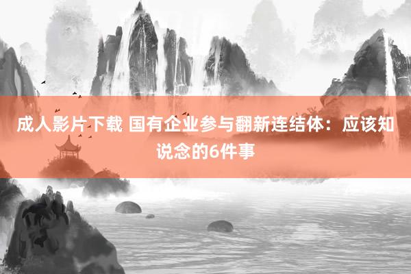 成人影片下载 国有企业参与翻新连结体：应该知说念的6件事