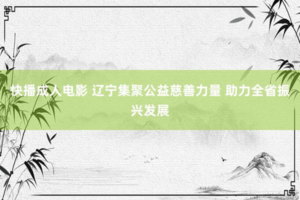 快播成人电影 辽宁集聚公益慈善力量 助力全省振兴发展