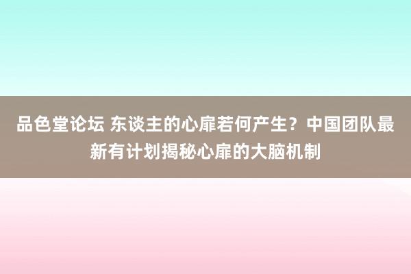 品色堂论坛 东谈主的心扉若何产生？中国团队最新有计划揭秘心扉的大脑机制