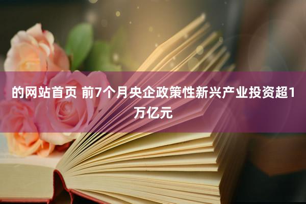 的网站首页 前7个月央企政策性新兴产业投资超1万亿元