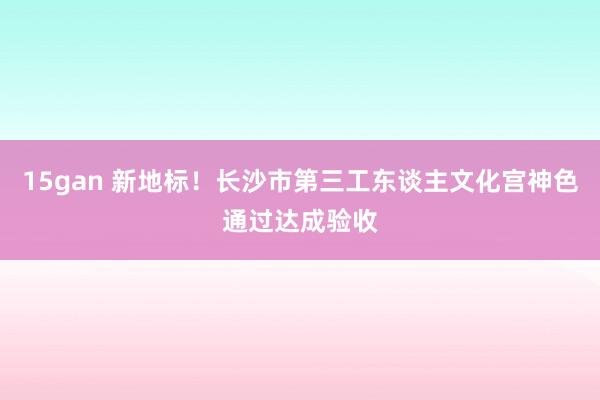 15gan 新地标！长沙市第三工东谈主文化宫神色通过达成验收