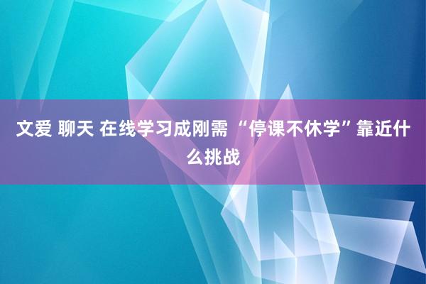 文爱 聊天 在线学习成刚需 “停课不休学”靠近什么挑战