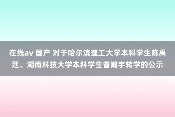 在线av 国产 对于哈尔滨理工大学本科学生陈禹廷、湖南科技大学本科学生曾瀚宇转学的公示